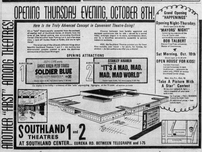 Southland Theatres 4 - October 1970 Grand Opening Ad (newer photo)